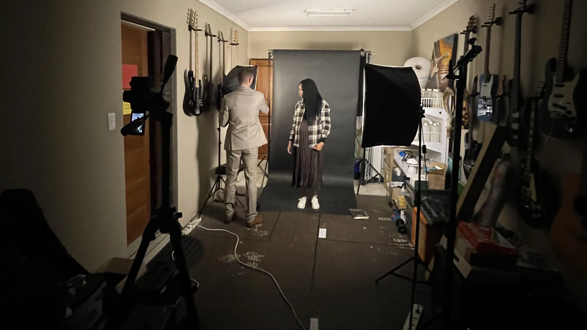 Behind the scenes at a studio photography shoot
