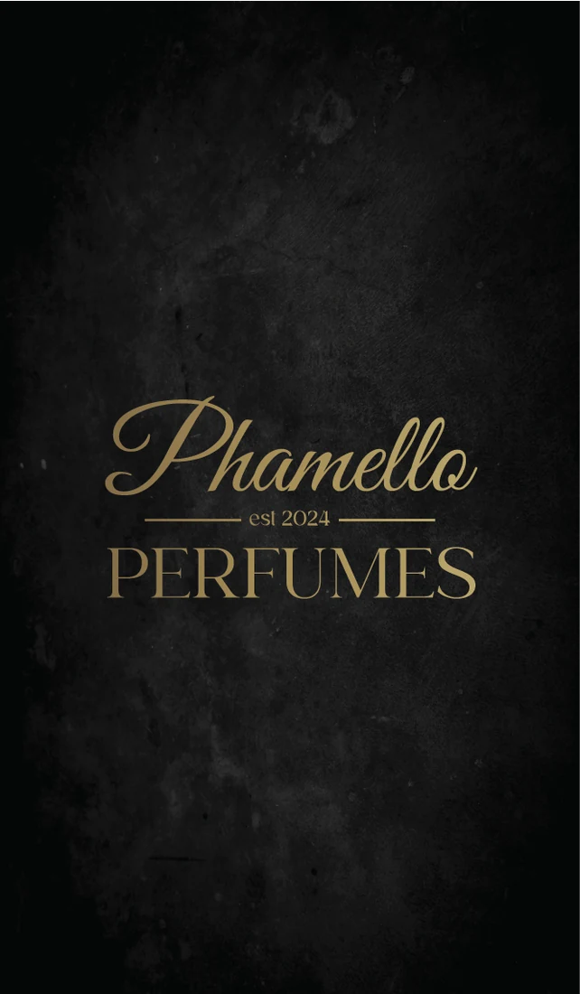 Phamello Perfumes black and gold logo card