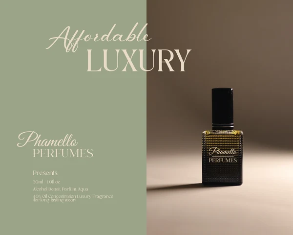Phamello Perfumes Affordable Luxury sage campaign design