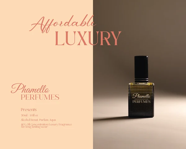 Phamello Perfumes Affordable Luxury peach campaign design
